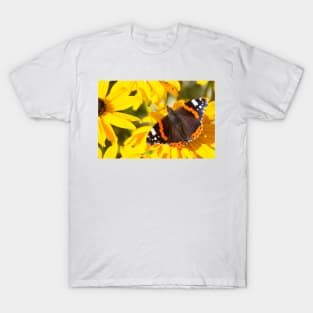 Red Admiral; Yellow Flower T-Shirt